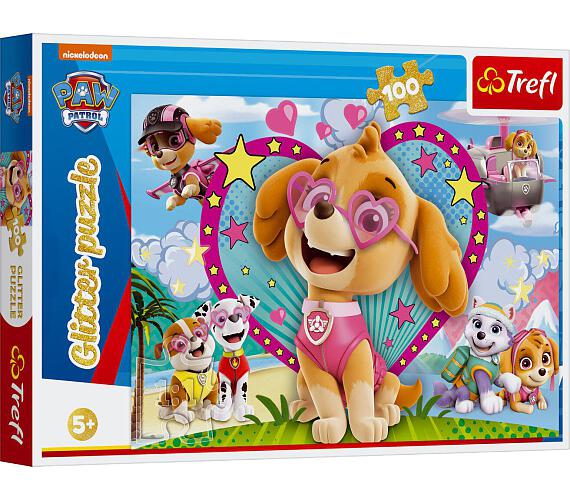 TREFL Puzzle Paw Patrol/Tlapková patrola třpytivé 100 dílků 48x34cm v krabici 33x23x4cm