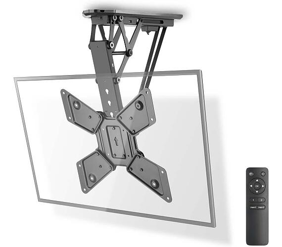 Motorizovaný strop TV Držák / 23 - 55 " / Maximální podporovaná hmotnost obrazovky: 30 kg / Naklápěcí / Maximální vzdálenost od stropu: 663 mm / Minimální vzdálenost od stropu: 108 mm / Dálkově ovládané / Ocel / Černá + DOPRAVA ZDARMA