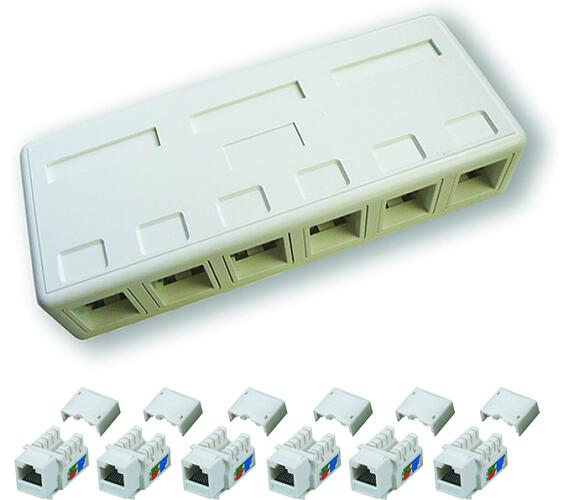DATACOM zásuvka UTP CAT6 6xRJ45 na omítku bílá (2207)