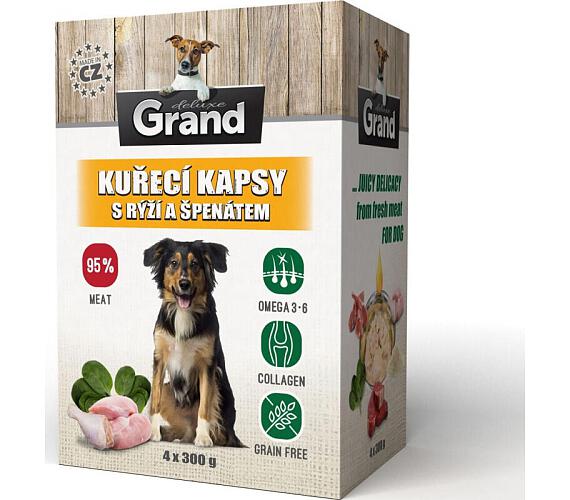 Grand kaps. deluxe pes kuřecí s rýží a špenát. 4x300g