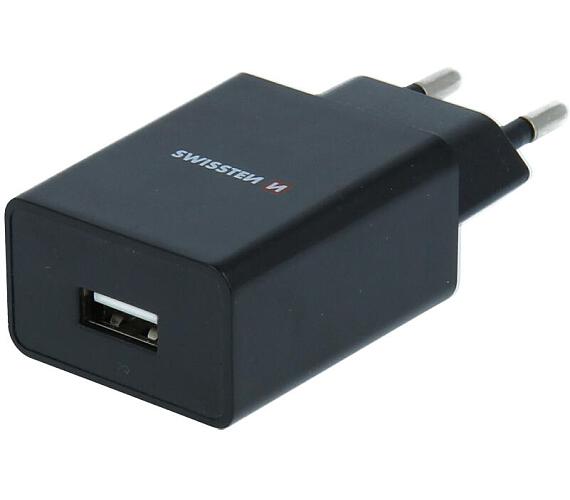 Swissten SÍŤOVÝ ADAPTÉR SMART IC 1x USB 1A POWER + DATOVÝ KABEL USB / LIGHTNING 1,2 M ČERNÝ