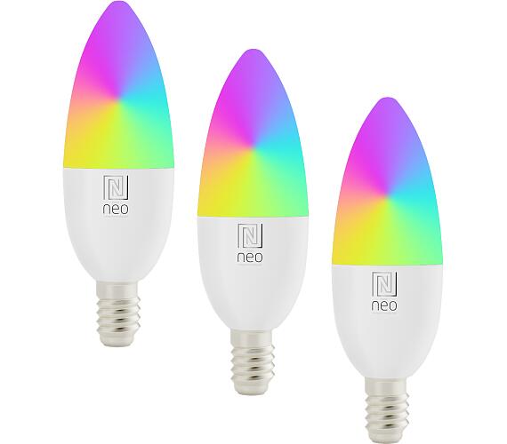 IMMAX NEO Smart sada 3x žárovka LED E14 6W RGB+CCT barevná a bílá,stmívatelná,WiFi