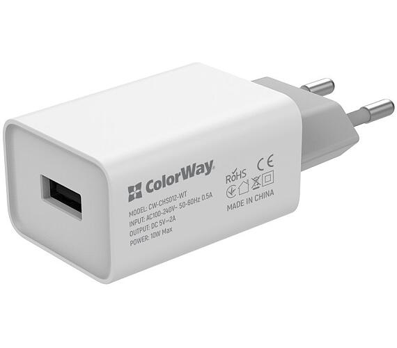 COLORWAY 1x USB/ síťová nabíječka/ 10W/ 100V-240V (CW-CHS012-WT)