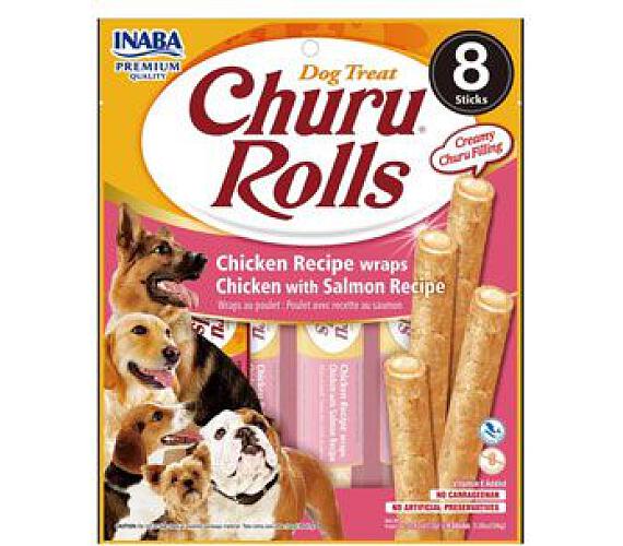 INABA Churu Dog Rolls Chicken with Salmon wraps 8x12g