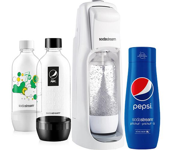 SodaStream JET WHITE + Lahev JET 7UP & Pepsi Max 2x 1l + Sirup Pepsi 440 ml