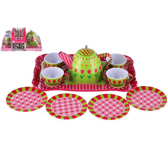 Teddies Čajová sada nádobí plech 14ks v blistru 25x17x11cm