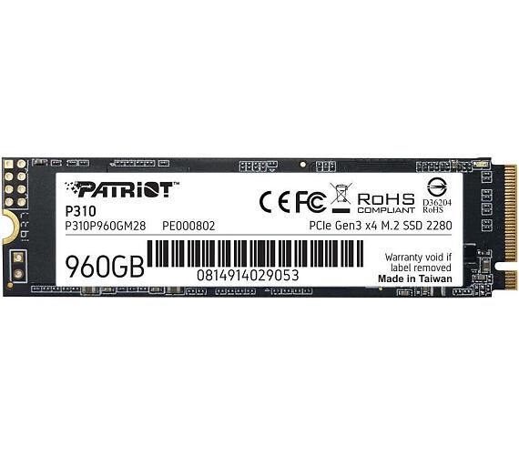 PATRIOT P310 960GB SSD / Interní / M.2 PCIe Gen3 x4 NVMe 1.3 / 2280 (P310P960GM28)