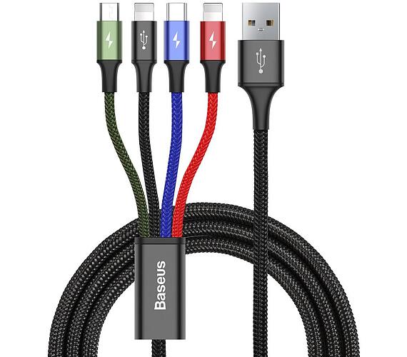 Baseus rychlý nabíjecí / datový kabel 4v1 2* Lightning + USB-C + Micro USB 3,5A 1,2m
