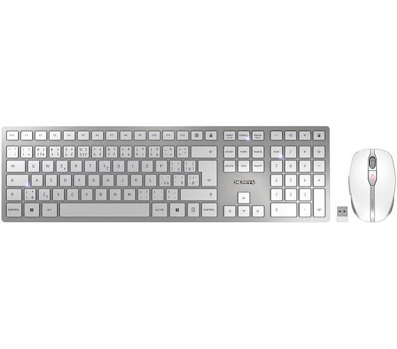 CHERRY set klávesnice + myš DW 9100 SLIM/ bezdrátový/ USB/ bíly/ CZ+SK layout (JD-9100CS-1)