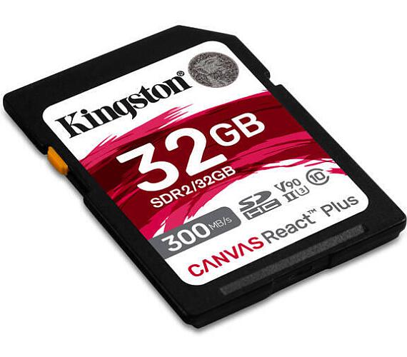 Kingston 32GB Canvas React Plus SDHC UHS-II 300R/260W U3 V90 for Full HD/4K/8K (SDR2/32GB)