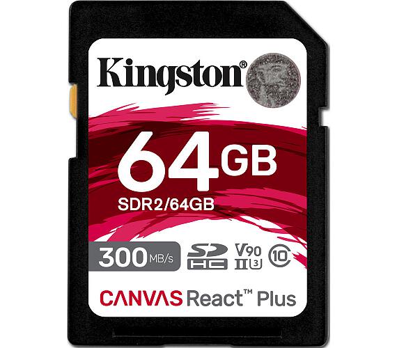 Kingston 64GB Canvas React Plus SDHC UHS-II 300R/260W U3 V90 for Full HD/4K/8K (SDR2/64GB) + DOPRAVA ZDARMA
