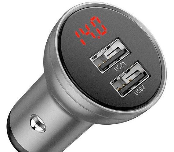 Baseus duální USB adaptér do automobilu s displejem 4,8A 24W