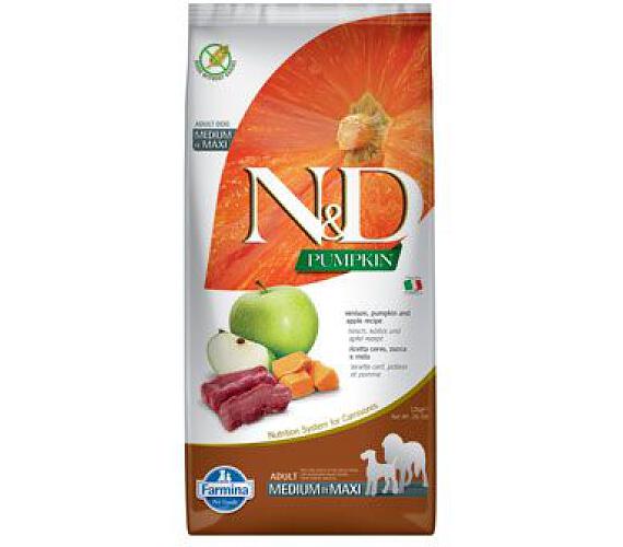 N&D Pumpkin DOG Adult M/L Venison & Apple 12kg