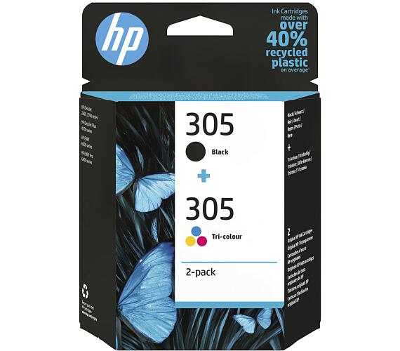 HP inkoustová kazeta 305 2-Pack Tri-color/Black Original Ink Cartridge (6ZD17AE)
