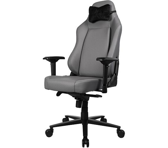 AROZZI herní židle PRIMO Full Premium Leather Anthracite/ 100% přírodní italská kůže/ světle šedá (PRIMO-PREM-AE)