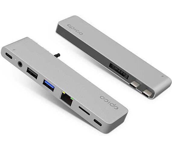 Epico Hub Pro III s rozhraním USB-C pro notebooky - stříbrný + DOPRAVA ZDARMA