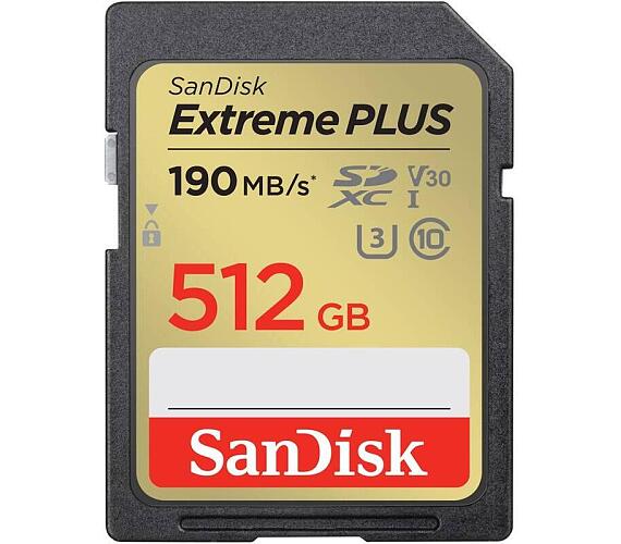 Sandisk Extreme PLUS 512 GB SDXC Memory Card 190 MB/s and 130 MB/s + DOPRAVA ZDARMA