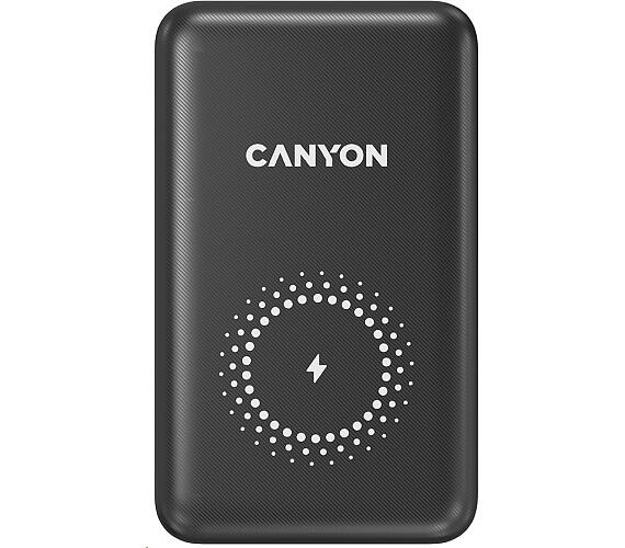 Canyon powerbanka PB-1001B PD&QC3.0,10 000mAh,Qi&AppleMagSafe,In 5/9V (Lightning/USB-C),Out 5/9/12V (USB-A+USB-C),černá (CNS-CPB1001B)