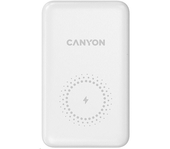 Canyon powerbanka PB-1001B PD&QC3.0,10 000mAh,Qi&AppleMagSafe,In 5/9V (Lightning/USB-C),Out 5/9/12V (USB-A+USB-C),bílá (CNS-CPB1001W)