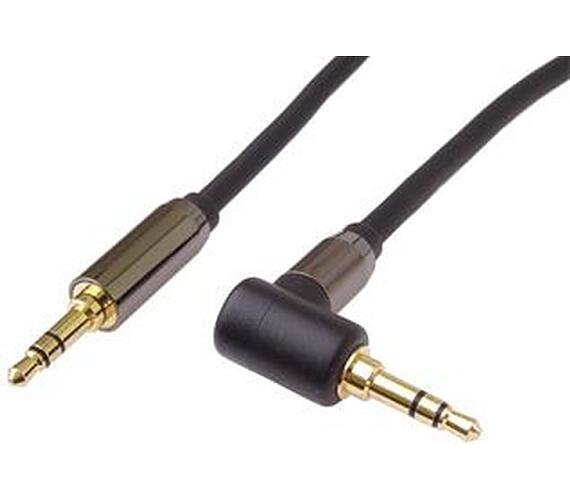 PREMIUMCORD HQ stíněný kabel stereo Jack 3.5mm - Jack 3.5mm zahnutý 90° 1,5m (kjqmm015-90)