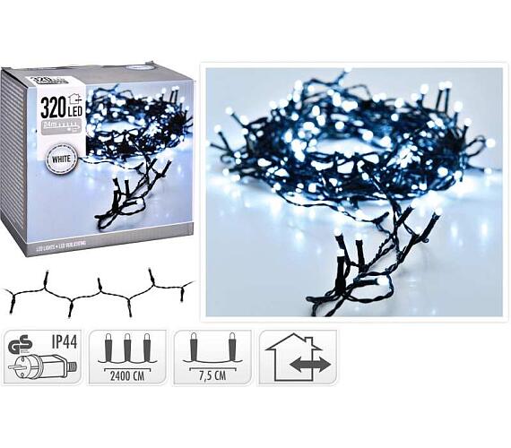 Homestyling Vánoční světelný řetěz studená bílá 320 LED / 24 m KO-AX8400050