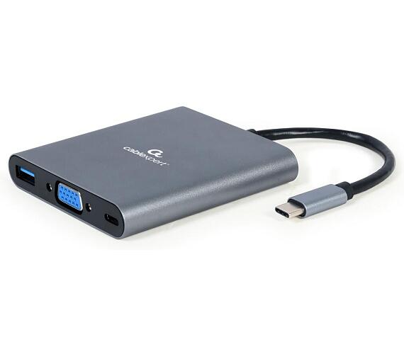 Gembird USB-C 6v1 multiport USB 3.1 + HDMI + VGA + PD + čtečka karet + stereo audio (A-CM-COMBO6-01)