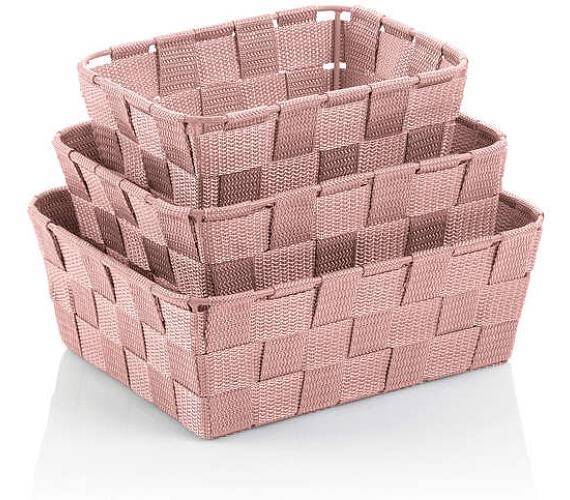 Kela Sada košíků Alvaro plast stříbrno-růžová 3 kusy KL-24353
