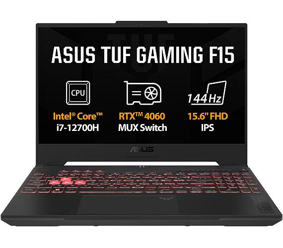 Asus ASUS TUF Gaming F15 / FX507ZV4 / i7-12700H / 15,6" / FHD / 16GB / 512GB SSD/RTX 4060/bez OS/Gray/2R (FX507ZV4-LP037)