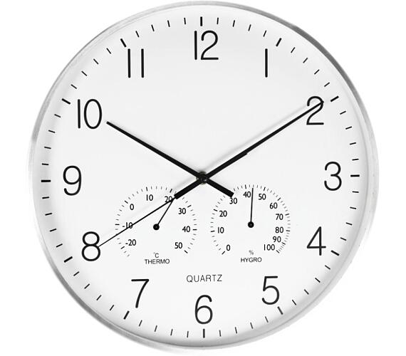 Segnale Nástěnné hodiny s teploměrem a vlhkoměrem 38 cm stříbrný rám KO-837362290