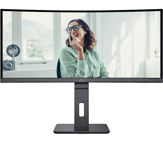 AOC LCD CU34P3CV 34" zakřivený VA / 3440x1440@100Hz / 1ms / 300cd / HDMI / DP / 4xUSB / USB-C dock / RJ45 / Repro / Pivot / HAS / VESA