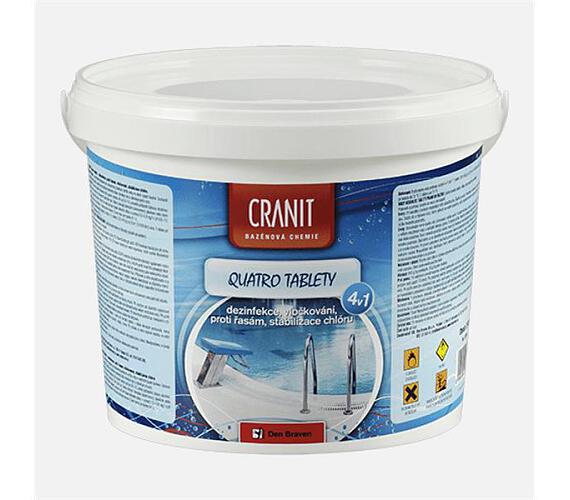 Multifunkční tablety pro chlorovou dezinfekci bazénové vody CRANIT Quatro 4v1 2,4kg DEN BRAVEN