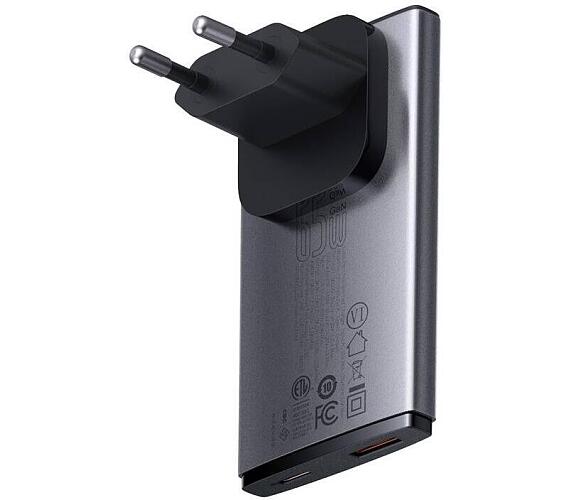 Baseus GAN5 Pro Ultratenký rychlonabíjecí adaptér USB-C + USB-A 65W + DOPRAVA ZDARMA