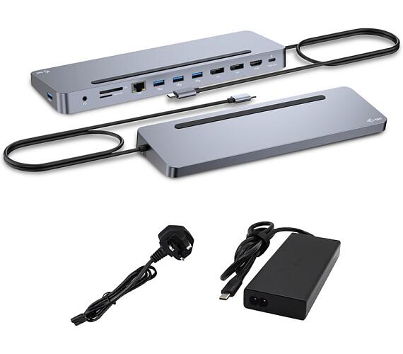 I-TEC USB-C Metal Ergonomic 3x 4K Display Docking Station with Power Delivery 100 W + i-tec Universal Charger 100 W (C31FLAT2PDPRO100W)