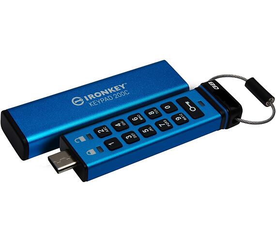Kingston Ironkey Keypad 200C/8GB/145MBps/USB 3.0/USB-C/Modrá (IKKP200C/8GB)