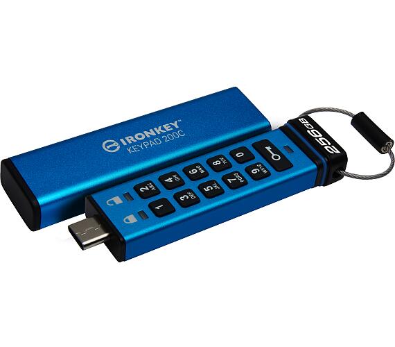 Kingston Ironkey Keypad 200C/256GB/USB 3.0/USB-C/Modrá (IKKP200C/256GB)