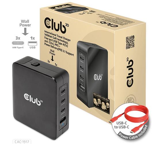 Club 3D Club3D cestovní nabíječka 140W GaN technologie