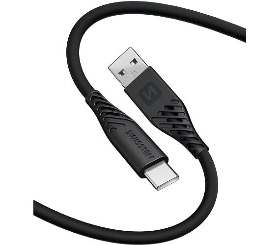 Swissten SOFT SILICONE USB / USB-C 1,5 M 60W ČERNÝ