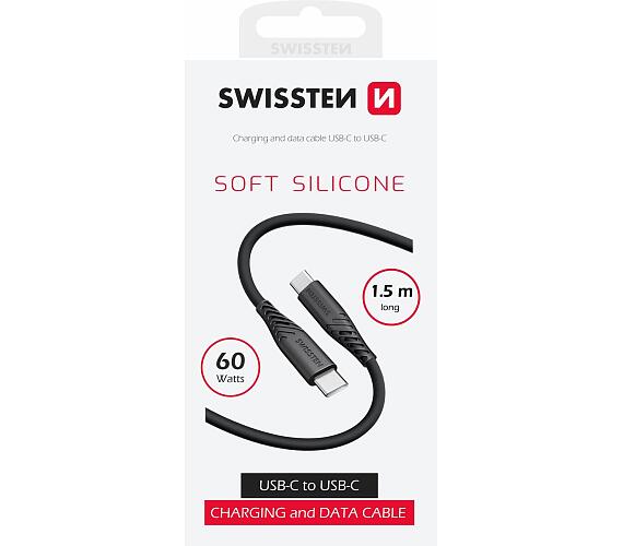 Swissten SOFT SILICONE USB-C / USB-C 1,5 M 60W ČERNÝ