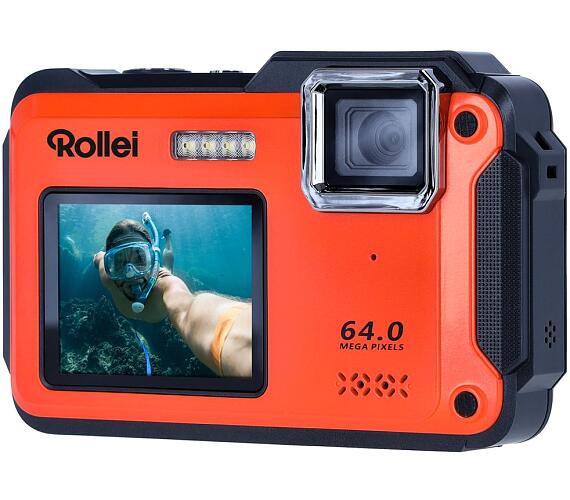Rollei Sportsline 64 Selfie/ 64 MPix/ 16x zoom/ 2,8" LCD+ 2"LCD/ 4K video/ Voděodolný 5m/ Oranžový (10074)