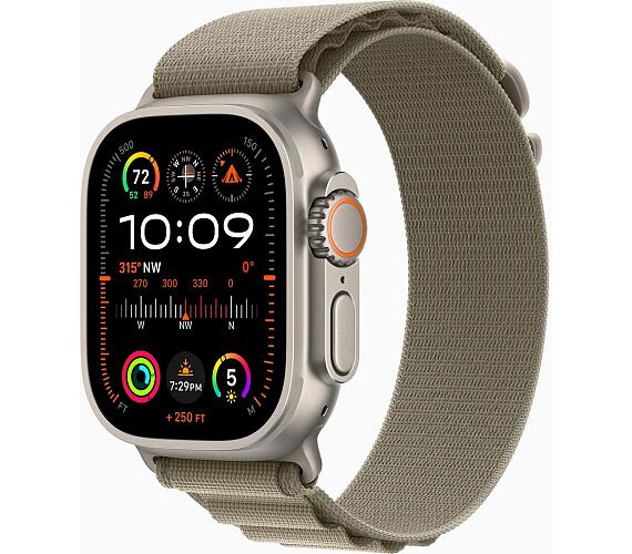 Apple Watch Ultra 2/49mm/Titan/Sport Band/Olive Alpine/Medium (MREY3CS/A)