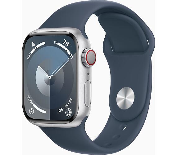 Apple Watch S9 Cell / 45mm / Silver / Sport Band/Storm Blue/-M/L (MRMH3QC/A)