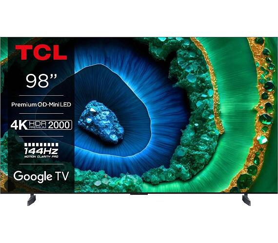 TCL 98C955 TV SMART Google TV QLED/248cm/4K UHD/5000 PPI/144Hz/Mini LED/HDR10+/Dolby Atmos / DVB-T / T2 / C / S / S2 / VESA + SledováníTV na 6 měsíců* + DOPRAVA ZDARMA