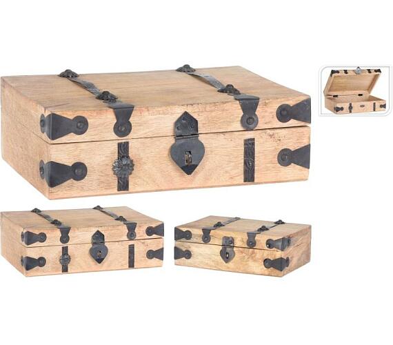 Homestyling Úložná krabice dřevěná sada 2 ks KO-A65000870