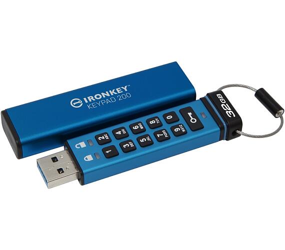 Kingston IronKey Keypad 200/32GB/USB 3.2/USB-A/Modrá (IKKP200/32GB)