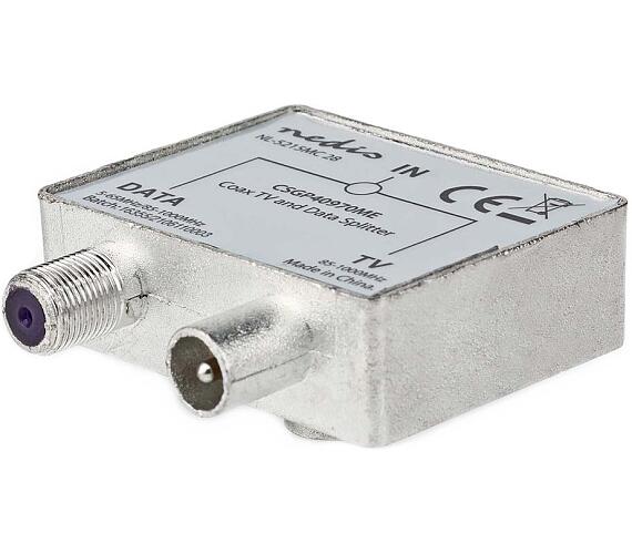 NEDIS satelitní anténní adaptér/ zásuvka F/ zástrčka IEC (Koax)/ zásuvka IEC (Koax)/ poniklovaný/ 75 Ohm/ Kov/ BOX (CSGB40970ME)