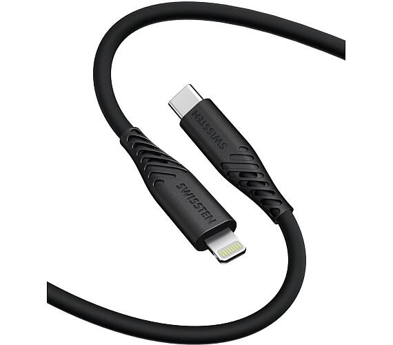 Swissten SOFT SILICONE USB-C / LIGHTNING 1,2 M 60W ČERNÝ