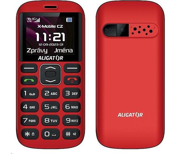 Aligator A720 4G Senior červeno-černý + stolní nabíječka