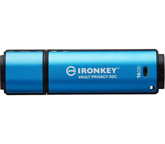 Kingston Ironkey Vault Privacy 50C/16GB/USB 3.2/USB-C/Modrá (IKVP50C/16GB)
