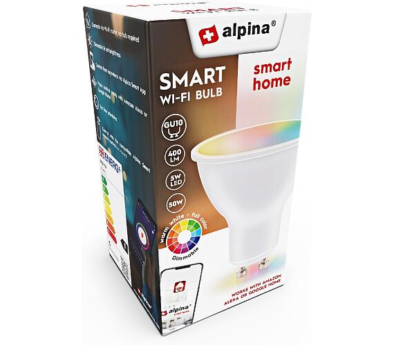 Alpina Chytrá žárovka LED RGB WIFI bílá + barevná GU10ED-225431 ALPINA-NK