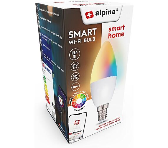 Alpina Chytrá žárovka LED RGB WIFI bílá + barevná E14ED-225432 ALPINA-NK